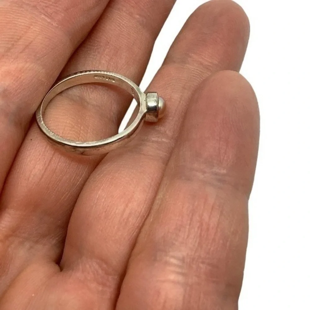 Sterling silver natural pink pearl solitaire ring